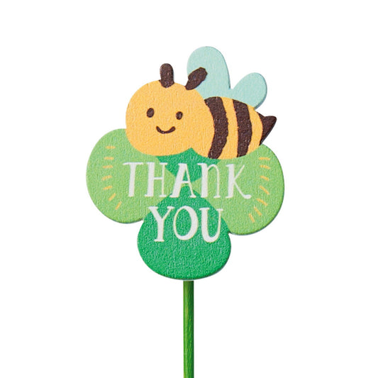 木製プレートピック・みつばちとクローバー